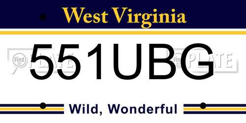 551UBG West Virginia License Plate
