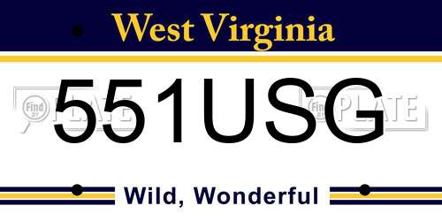 551USG West Virginia License Plate