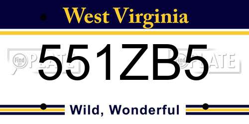 551ZB5 West Virginia License Plate