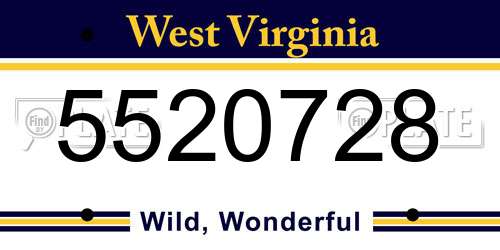 5520728 West Virginia License Plate
