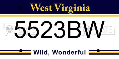 5523BW West Virginia License Plate