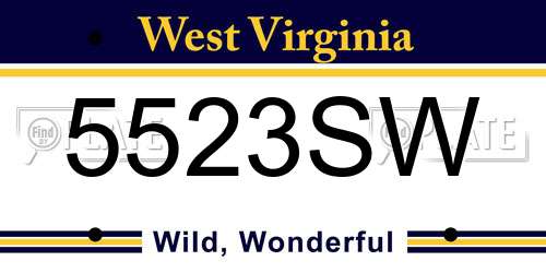 5523SW West Virginia License Plate