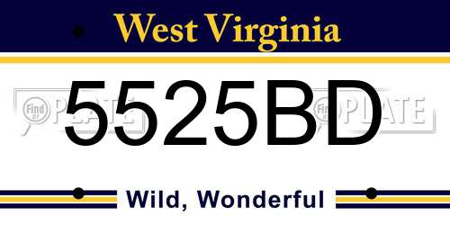 5525BD West Virginia License Plate