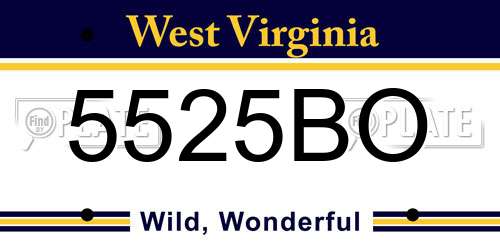 5525BO West Virginia License Plate