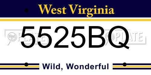 5525BQ West Virginia License Plate