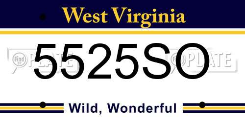 5525SO West Virginia License Plate