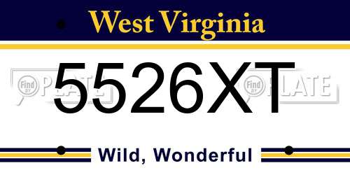 5526XT West Virginia License Plate
