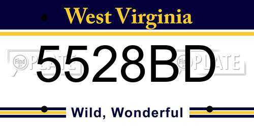5528BD West Virginia License Plate