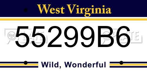 55299B6 West Virginia License Plate
