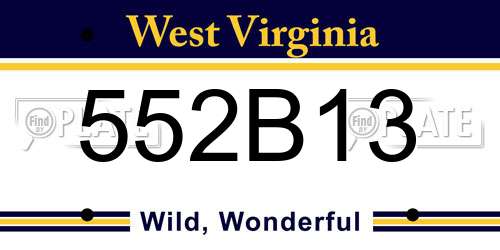 552B13 West Virginia License Plate