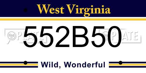 552B50 West Virginia License Plate