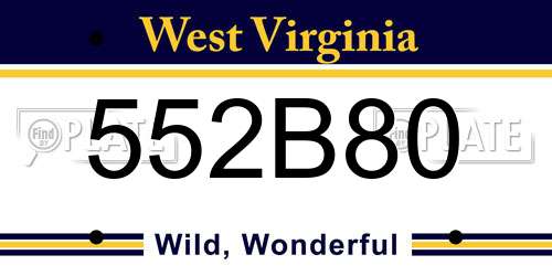 552B80 West Virginia License Plate