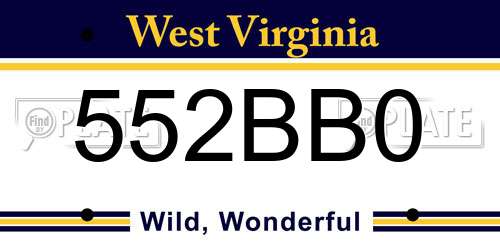 552BB0 West Virginia License Plate
