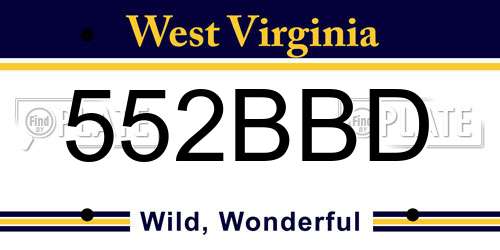 552BBD West Virginia License Plate