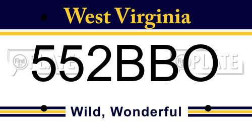 552BBO West Virginia License Plate