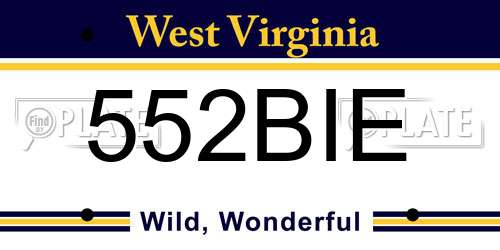 552BIE West Virginia License Plate