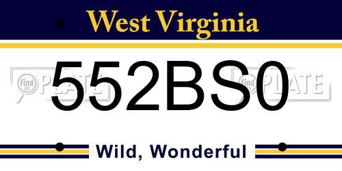 552BS0 West Virginia License Plate
