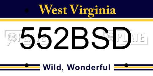 552BSD West Virginia License Plate