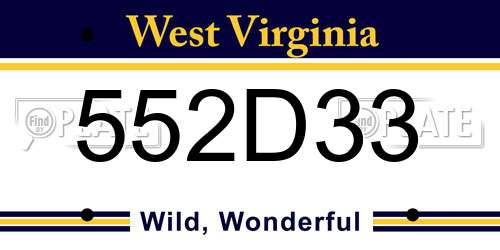 552D33 West Virginia License Plate