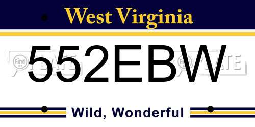 552EBW West Virginia License Plate