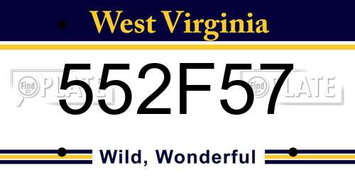 552F57 West Virginia License Plate