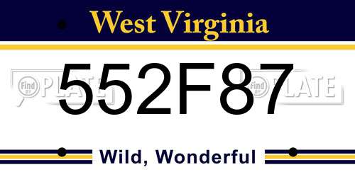 552F87 West Virginia License Plate