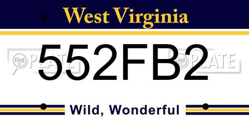 552FB2 West Virginia License Plate