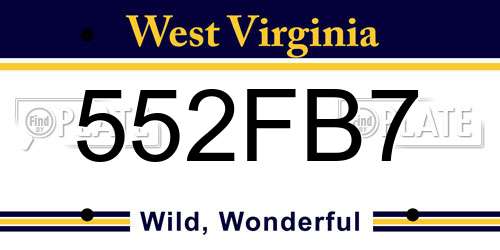 552FB7 West Virginia License Plate
