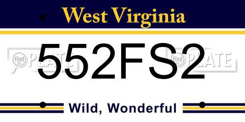 552FS2 West Virginia License Plate