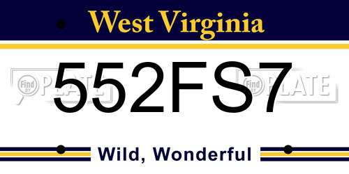 552FS7 West Virginia License Plate