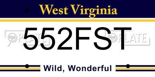 552FST West Virginia License Plate