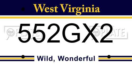 552GX2 West Virginia License Plate