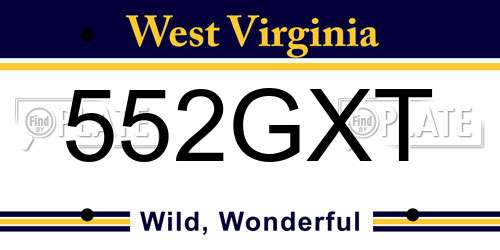 552GXT West Virginia License Plate