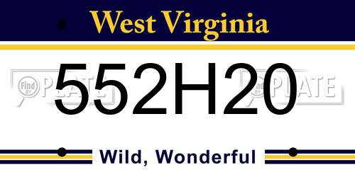 552H20 West Virginia License Plate