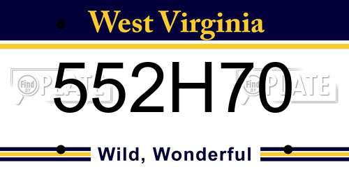 552H70 West Virginia License Plate