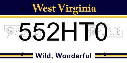 552HT0 West Virginia License Plate