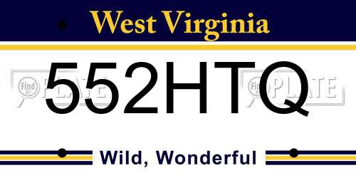 552HTQ West Virginia License Plate