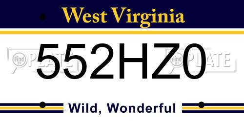 552HZ0 West Virginia License Plate