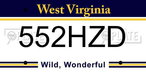 552HZD West Virginia License Plate