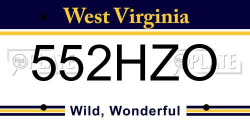 552HZO West Virginia License Plate
