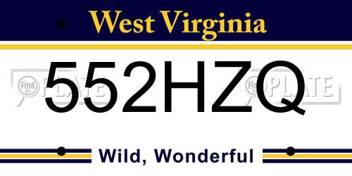 552HZQ West Virginia License Plate