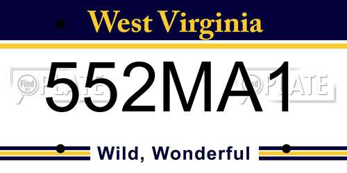 552MA1 West Virginia License Plate