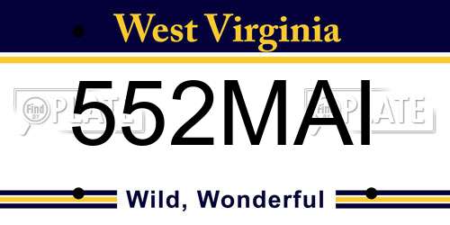 552MAI West Virginia License Plate