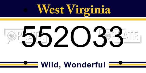 552O33 West Virginia License Plate