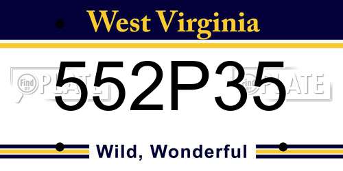 552P35 West Virginia License Plate