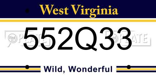 552Q33 West Virginia License Plate