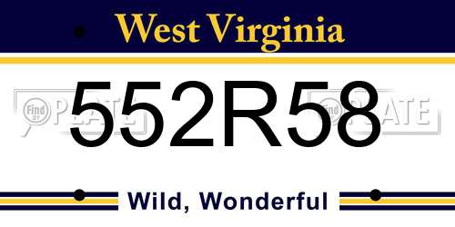 552R58 West Virginia License Plate