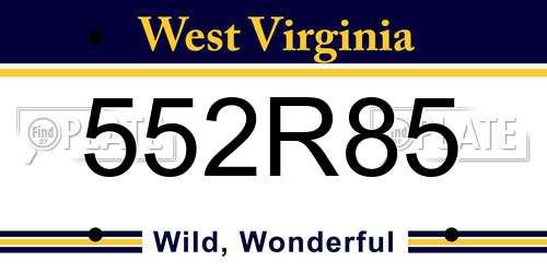 552R85 West Virginia License Plate