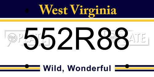 552R88 West Virginia License Plate