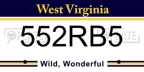 552RB5 West Virginia License Plate
